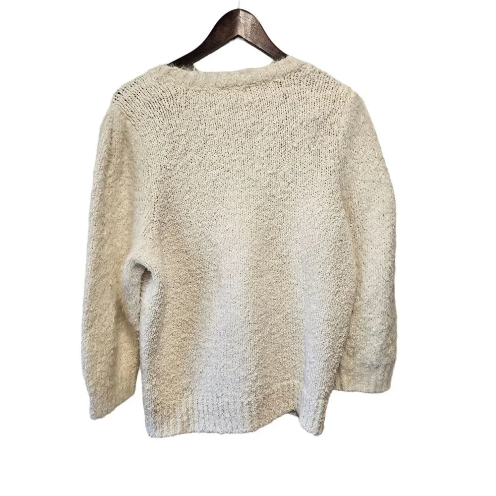 Anthropologie Sweater‎ Cream Plush Heavy Knit Size XL